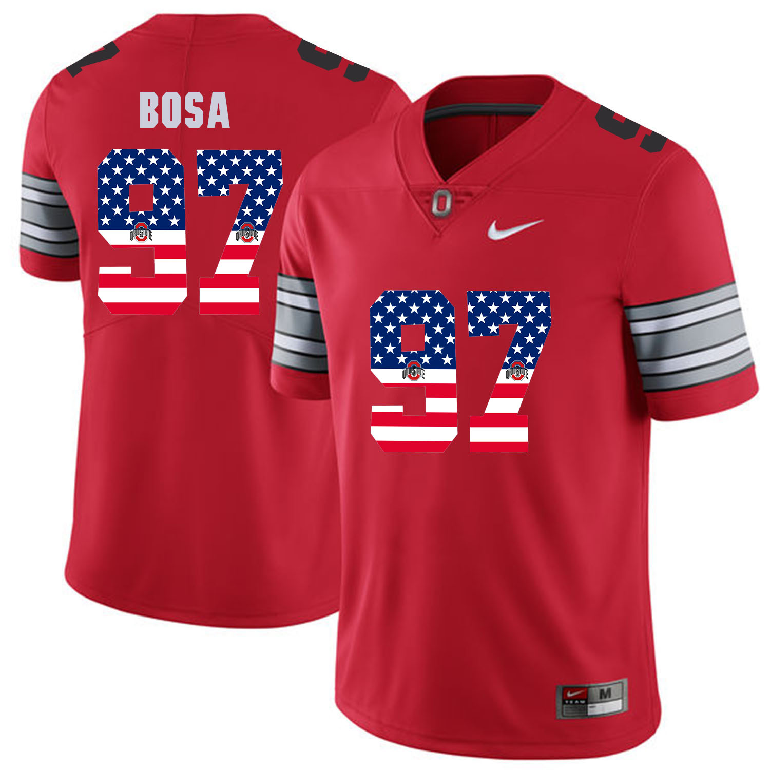 Men Ohio State #97 Bosa Red Flag Customized NCAA Jerseys